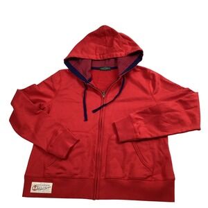 Lauren Ralph Lauren Red Nautical Anchor Flag Full Zip Hoodie Sweatshirt Petite